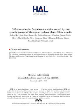 Differences in the Fungal Communities Nursed By