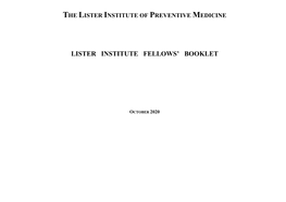 Lister Institute Fellows' Booklet