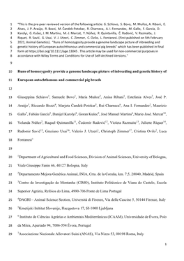 Runs of Homozygosity Provide a Genome Landscape Picture of Inbreeding and Genetic History of European Autochthonous and Commerci