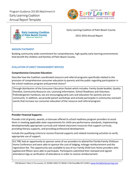 Early Learning Coalition Annual Report Template