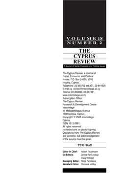 THE CYPRUS REVIEW a Journal of Social, Economic and Political Issues