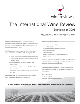 The International Wine Review September 2005 Report #1 California Petite Sirahs