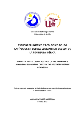 Estudio Faunístico Y Ecológico De Los Anfípodos En Cuevas Submarinas Del Sur De La Península Ibérica