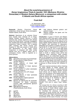 About the Surprising Presence of Donax Longissimus