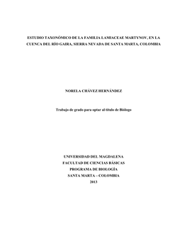 Estudio Taxonómico De La Familia Lamiaceae Martynov, En La Cuenca Del Río Gaira, Sierra Nevada De Santa Marta, Colombia