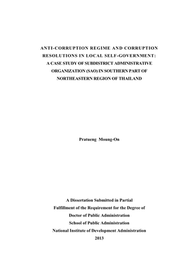 Anti-Corruption Regime and Corruption Resolutions In