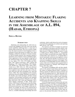 Chapter 7 Learning from Mistakes: Flaking Accidents and Knapping Skills