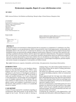 Dyskeratosis Congenita. Report of a Case with Literature Review