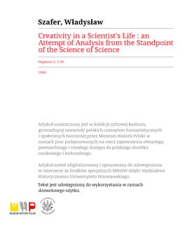 Creativity in a Scientist's Life: an Attempt of Analysis From