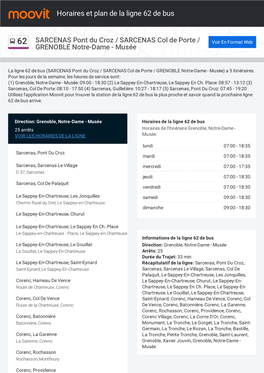 Voir Le PDF: Horaires, Stations Et Plan De La Ligne 62