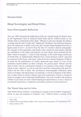 Ritual Sovereignty and Ritual Policy