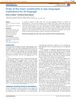 Order of the Major Constituents in Sign Languages: Implications for All Language