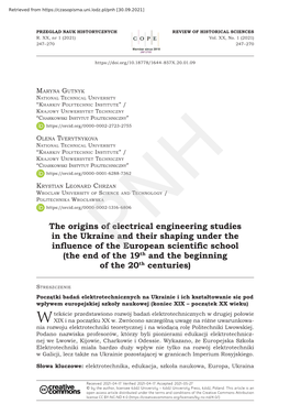 The Origins of Electrical Engineering Studies in the Ukraine and Their