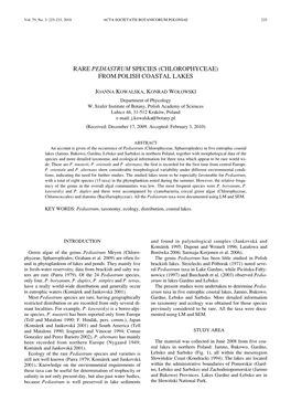 Rare Pediastrum Species (Chlorophyceae) from Polish Coastal Lakes