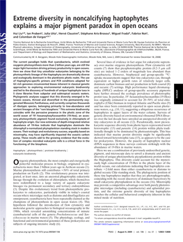 Extreme Diversity in Noncalcifying Haptophytes Explains a Major Pigment Paradox in Open Oceans