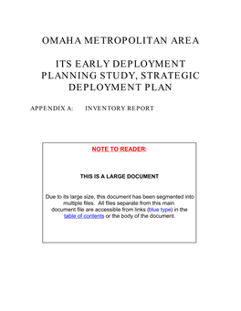 Omaha Metropolitan Area ITS EDP Study, Appendix A, Inventory Report