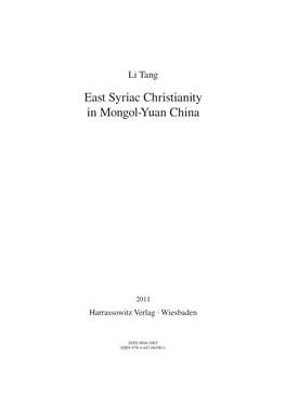 East Syriac Christianity in Mongol-Yuan China