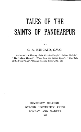 Tales of the Saints of Pandharpur