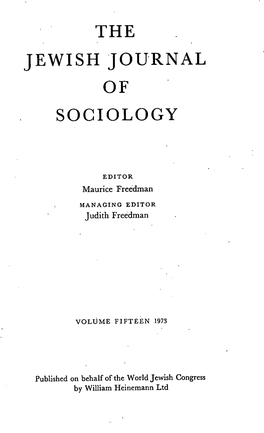 The Jewish Journal Sociology