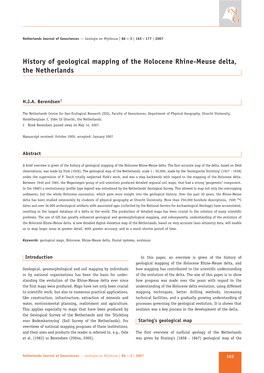 History of Geological Mapping of the Holocene Rhine-Meuse Delta, the Netherlands