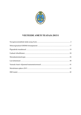 Veeteede Ameti Teataja 2013/1