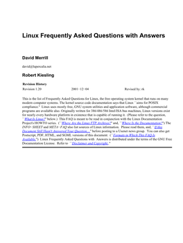 Linux Frequently Asked Questions with Answers