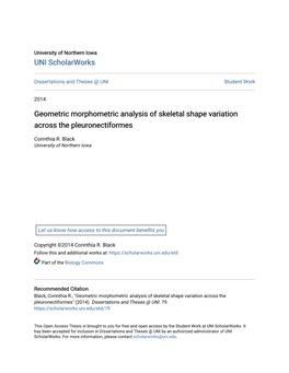 Geometric Morphometric Analysis of Skeletal Shape Variation Across the Pleuronectiformes