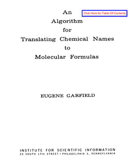 An Algorithm for Translating Chemical Names to Molecular Formulas