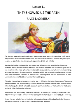 They Showed Us the Path Rani Laxmibai