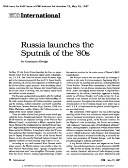 Russia Launches the Sputnik of the '80S