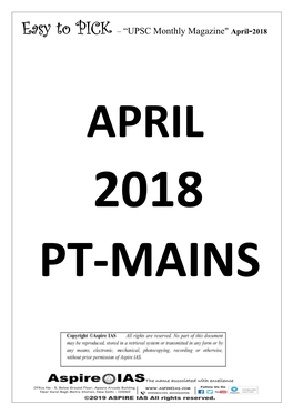 UPSC Monthly Magazine" April-2018