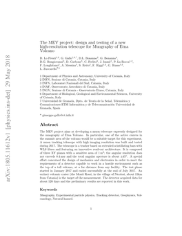 Arxiv:1805.11612V1 [Physics.Ins-Det] 29 May 2018 About 120 Days and the Preliminary Results Are Reported in This Work