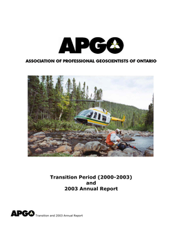 Transition Period (2000-2003) and 2003 Annual Report
