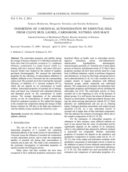 Inhibition of 2-Hexenal Autooxidation by Essential