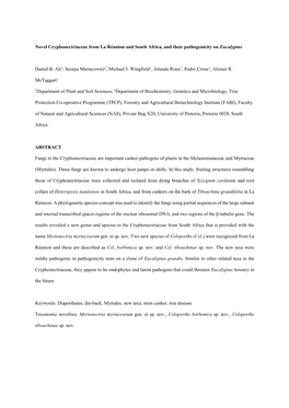 Novel Cryphonectriaceae from La Réunion and South Africa, and Their Pathogenicity on Eucalyptus