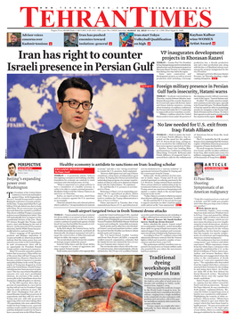 Iran Has Right to Counter Israeli Presence in Persian Gulf