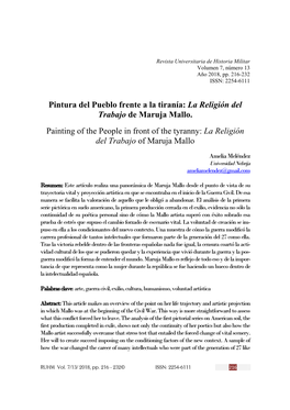 Pintura Del Pueblo Frente a La Tiranía: La Religión Del Trabajo De Maruja Mallo