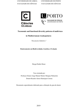 Taxonomic and Functional Diversity Patterns of Multi-Taxa In