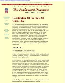 Constitution of the State of Ohio, 1802