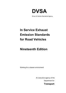 In Service Exhaust Emission Standards for Road Vehicles