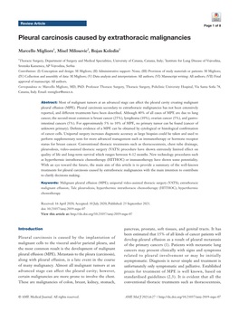 Pleural Carcinosis Caused by Extrathoracic Malignancies