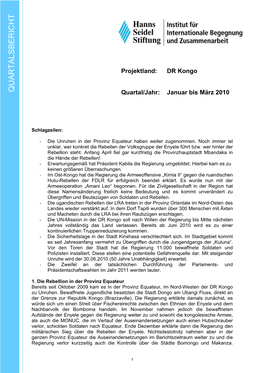 QUARTALSBERICHT Quartal/Jahr: Januar Bis März 2010