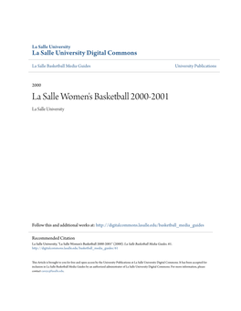 La Salle Women's Basketball 2000-2001 La Salle University