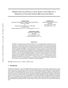 Predicting Landfall's Location and Time of a Tropical Cyclone Using