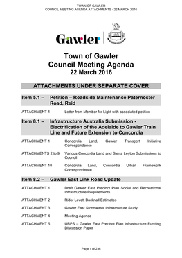 Town of Gawler Council Meeting Agenda Attachments - 22 March 2016