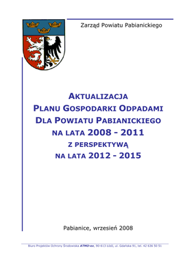 Plan Gospodarki Odpadami Na Lata 2008-2011