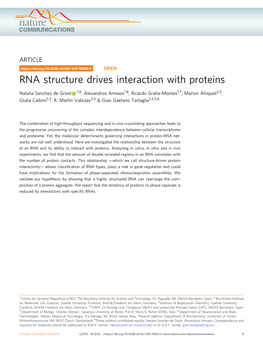 RNA Structure Drives Interaction with Proteins