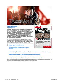 Dragon Age II Guide Dragon Age II Guide Contents »