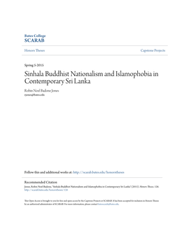 Sinhala Buddhist Nationalism and Islamophobia in Contemporary Sri Lanka Robin Noel Badone Jones Rjones@Bates.Edu