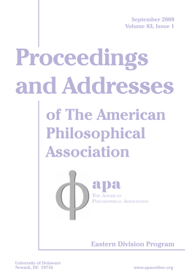 Proceedings and Addresses of the American Philosophical Association